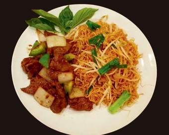 Beef Tenderloin with Noodle & Basil